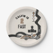  Race Car Boys Twee Snelle Verjaardagsfeestje Papieren Bordje (Voorkant)