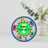 Race Car Boy's Verjaardag Uitnodiging (Staand voorkant)