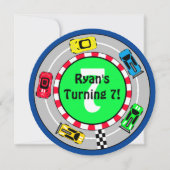 Race Car Boy's Verjaardag Uitnodiging (Voorkant)