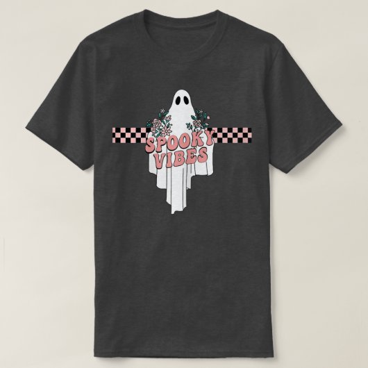 Race Car Checkered Creepy Vibes Retro Ghost Racing T-shirt (Design voorkant)