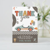 Race Car Dank je wel Bedankkaart (Staand voorkant)