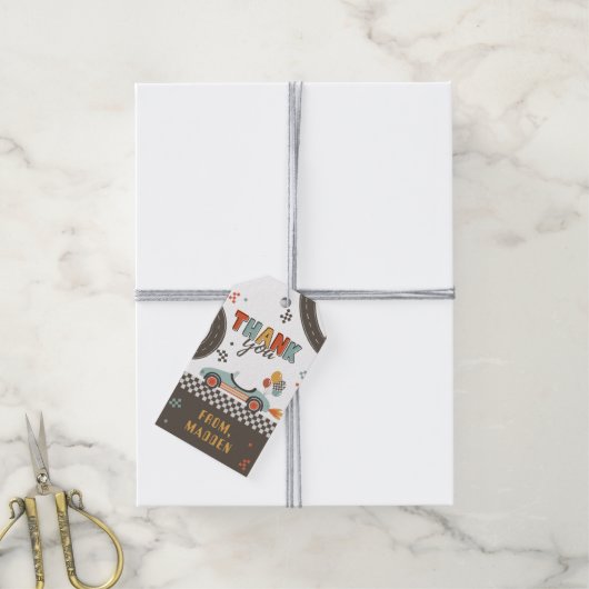 Race Car Dank je wel Cadeaulabel (Met Touw)