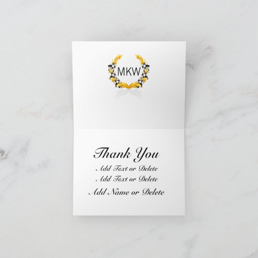 Race Car Dank u voor blanco notitie Bedankkaart (Binnen)