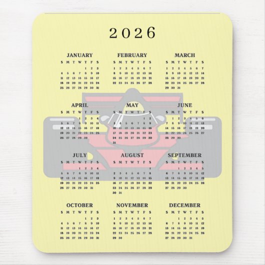 Race Car Design 2026 Calendar Mousepad Muismat (Voorkant)