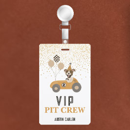 Race Car Dog Boys Birthday Party VIP Badge