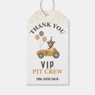 Race Car Dog Boys Birthday Party VIP Cadeaulabel