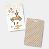 Race Car Dog Boys Birthday Party VIP Pass Badge (Front & Back)