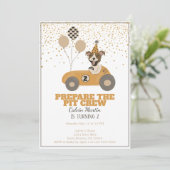 Race Car Dog Boys Tweede verjaardag Kaart (Staand voorkant)