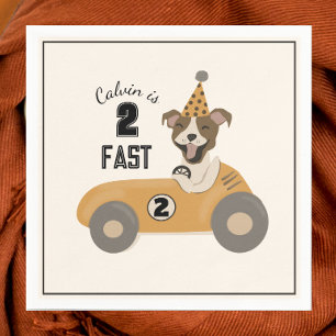 Race Car Dog Boys Two Fast Birthday Party Servet
