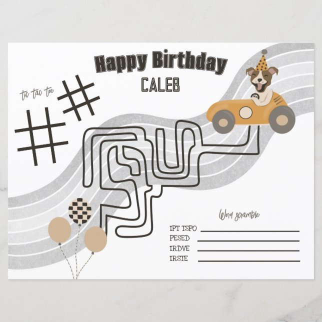 Race Car Dog Reversisible Colour Activity Page (Voorkant)