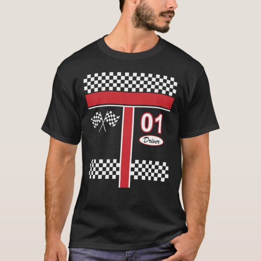Race Car Driver Costume Shirt voor Halloween (Voorkant)