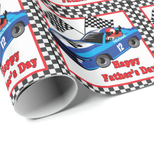 Race Car Driver Gepersonaliseerde Vaderdag Gift Cadeaupapier