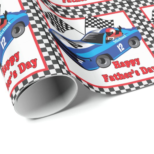 Race Car Driver Gepersonaliseerde Vaderdag Gift Cadeaupapier (Rol Hoek)