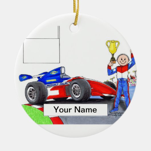 Race Car Driver, Indy - Male Keramisch Ornament (Voorkant)