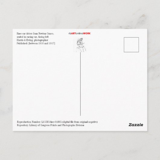 Race Car Driver Joan Newton Cuneo Briefkaart (Achterkant)