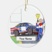 Race Car Driver, Stock - Mannelijk Keramisch Ornament (Links)