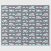 Race Car en Flags Blue Pattern Kinder Cadeaupapier (Vlak)