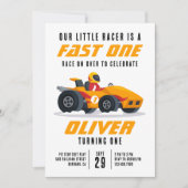 Race Car Fast One 1e verjaardag Kaart (Voorkant)