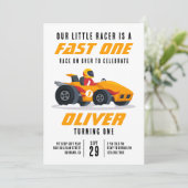 Race Car Fast One 1e verjaardag Kaart (Staand voorkant)