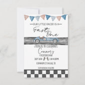 Race Car Fast One First Birthday Uitnodiging (Voorkant)