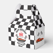 Race Car Favoriete Box - Fast One 1st Verjaardagsf Bedankdoosjes (Achterkant)