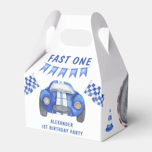 Race Car First Birthday Bedankdoosjes (Voorkant Zijde)