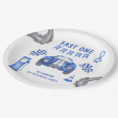 Race Car First Birthday Papieren Bordje (Gekanteld)