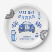 Race Car First Birthday Papieren Bordje (Voorkant)