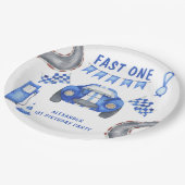 Race Car First Birthday Papieren Bordje (Gekanteld)