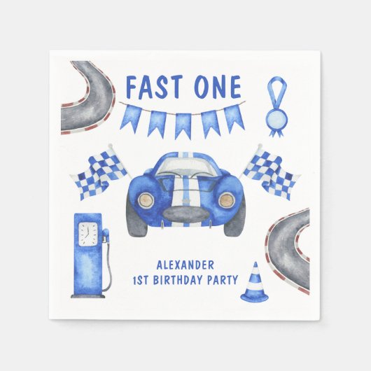Race Car First Birthday Servet (Voorkant)