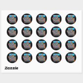 Race Car Flag Ronde Sticker (Vel)