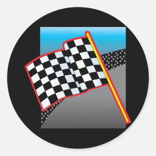 Race Car Flag Ronde Sticker (Voorkant)