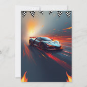 Race Car Flames Rally Birthday Party Kaart (Achterkant)