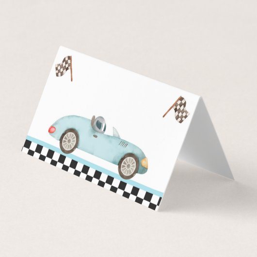 Race Car Food Label Two Fast Birthday Boy Decor Visitekaartje (Voorkant)