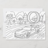 Race Car Fourth Birthday Party Kaart (Achterkant)