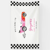 Race Car Girl Birthday Party Welcome Banner (Verticaal)