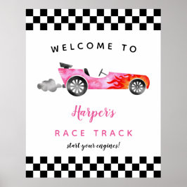 Race Car Girl Birthday Party Welcome Sign Poster