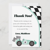 Race Car Groen Verjaardagsfeest Dank U Kaart (Voorkant)