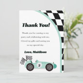 Race Car Groen Verjaardagsfeest Dank U Kaart (Staand voorkant)