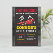 Race Car Invitation, Racing Birthday Uitnodiging (Staand voorkant)