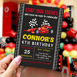 Race Car Invitation, Racing Birthday Uitnodiging