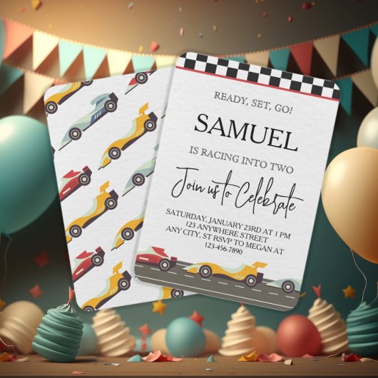 Race Car Invitation Ready Set Go  Race Car Kaart