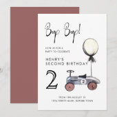 Race Car Invitation Red 2e verjaardag Kaart (Voorkant / Achterkant)