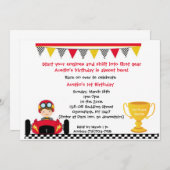 Race car Invite Kaart (Voorkant / Achterkant)