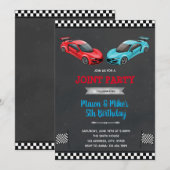 Race car joint boy jarig kaart (Voorkant / Achterkant)