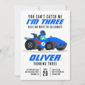 Race Car kan me niet vangen 3rd Birthday Party Kaart (Voorkant)