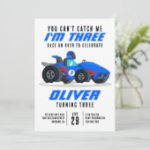 Race Car kan me niet vangen 3rd Birthday Party Kaart (Staand voorkant)