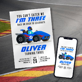 Race Car kan me niet vangen 3rd Birthday Party Kaart