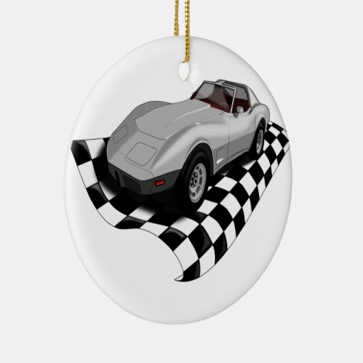 Race Car-kerstversiering Keramisch Ornament (Rechts)