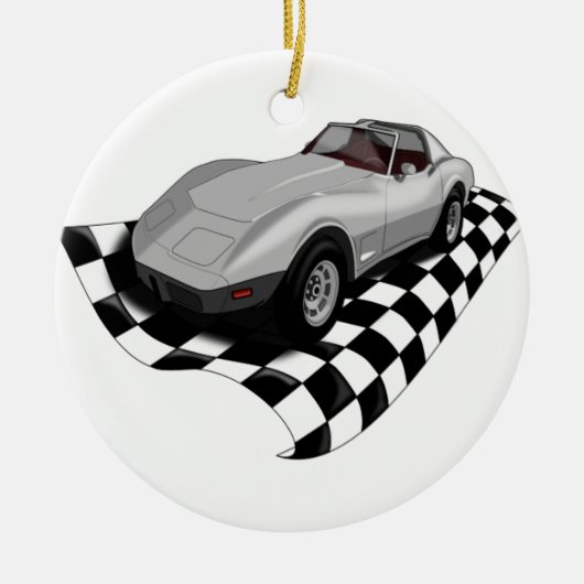 Race Car-kerstversiering Keramisch Ornament (Voorkant)